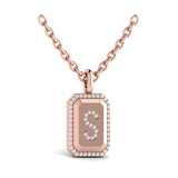 Diamond Medallion Alphabet Pendant Link Necklace, S