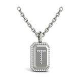Diamond Medallion Alphabet Pendant Link Necklace, T
