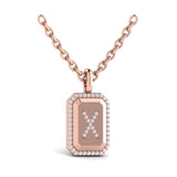 Diamond Medallion Alphabet Pendant Link Necklace, X