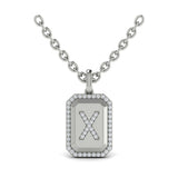 Diamond Medallion Alphabet Pendant Link Necklace, X