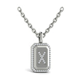 Diamond Medallion Alphabet Pendant Link Necklace, X