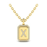 Diamond Medallion Alphabet Pendant Link Necklace, X
