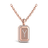 Diamond Medallion Alphabet Pendant Link Necklace, Y