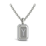 Diamond Medallion Alphabet Pendant Link Necklace, Y