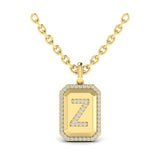 Diamond Medallion Alphabet Pendant Link Necklace, Z