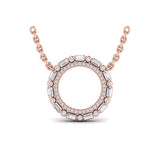Diamond Baguette Double Open Circle Pendant Necklace