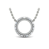 Diamond Baguette Double Open Circle Pendant Necklace