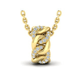 Channel Set Link with Diamonds Pendant Necklace