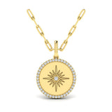 Center Starburst Diamond and Bezel Pendant Necklace