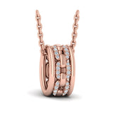 Reverse Channel Set Link with Diamonds Pendant Necklace