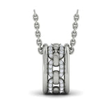 Reverse Channel Set Link with Diamonds Pendant Necklace