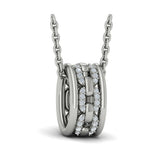 Reverse Channel Set Link with Diamonds Pendant Necklace