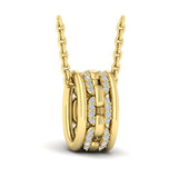 Reverse Channel Set Link with Diamonds Pendant Necklace