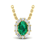 Oval Emerald and Diamond Baguette Pendant
