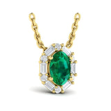 Oval Emerald and Diamond Baguette Pendant