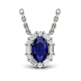 Oval Sapphire and Diamond Baguette Pendant
