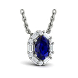 Oval Sapphire and Diamond Baguette Pendant