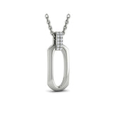 Diamond Accent North South Open Oval Pendant with Link Necklace