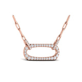 Diamond Accent East West Open Oval Pendant with Link Necklace