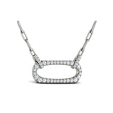 Diamond Accent East West Open Oval Pendant with Link Necklace