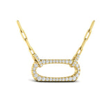 Diamond Accent East West Open Oval Pendant with Link Necklace