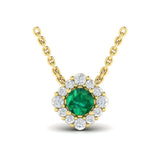 Diamond Halo and Round Emerald Center Pendant