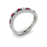 Diamond and Ruby Two Row Curved Ring