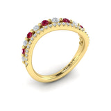 Diamond and Ruby Two Row Curved Ring
