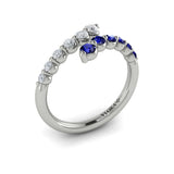 Diamond and Blue Sapphire Open Wrap Ring 
