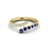 Diamond and Blue Sapphire Open Wrap Ring