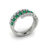 Diamond and Emerald Three Row Wrap Ring