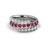 Diamond and Ruby Three Row Wrap Ring