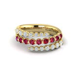 Diamond and Ruby Three Row Wrap Ring