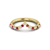 Diamond and Ruby Chevron Ring
