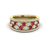 Diamond and Ruby Cluster Statement Ring