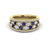 Diamond and Blue Sapphire Cluster Statement Ring