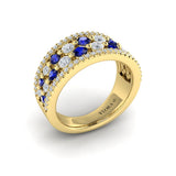 Diamond and Blue Sapphire Cluster Statement Ring