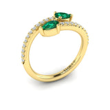 Diamond and Pear Emerald Wrap Ring