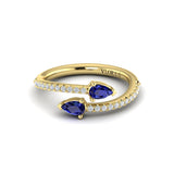 Diamond and Pear Blue Sapphire Wrap Ring