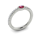 Diamond and Oval Ruby Centerstone Ring 