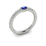 Diamond and Oval Sapphire Centerstone Ring 