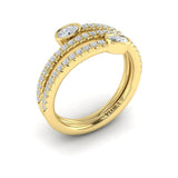 Diamond Three Row Oval Diamond Wrap Ring