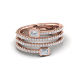 Diamond Three Row Diamond Baguette Wrap Ring