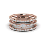 Diamond Open Three Row and Oval Centerstone Ring