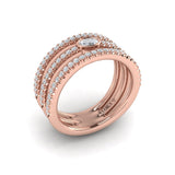 Diamond Open Three Row and Oval Centerstone Ring