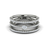 Diamond Open Three Row and Oval Centerstone Ring