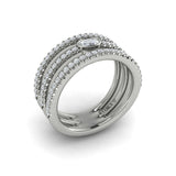 Diamond Open Three Row and Oval Centerstone  Ring 