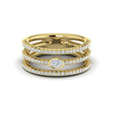 Diamond Open Three Row and Oval Centerstone Ring
