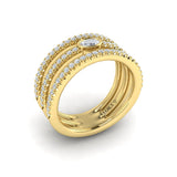 Diamond Open Three Row and Oval Centerstone Ring