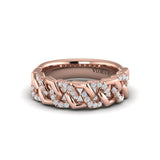 Diamond Interlaced Open Honeycomb Link Ring